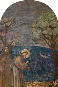 St. Francis with Birds Arched Magnet