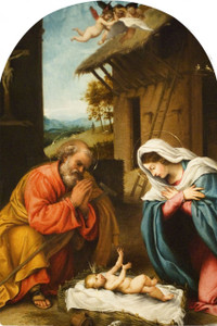 Nativity with Reaching Jesus Arched Magnet Nativity with Reaching Jesus Arched Magnet