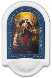 Mary Undoer of Knots with Prayer Holy Water Font Mary Undoer of Knots with Prayer Holy Water Font