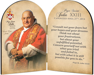 Commemorative Pope John XXIII Sainthood Quote Arched Diptych Commemorative Pope John XXIII Sainthood Quote Arched Diptych