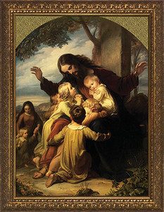 Jesus with the Children - Gold Framed Canvas Jesus with the Children - Gold Framed Canvas