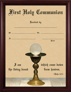 Eucharist with Chalice - Cherry Framed Certificate Eucharist with Chalice - Cherry Framed Certificate