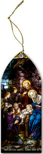 Nativity Stained Glass Wood Ornament Nativity Stained Glass Wood Ornament