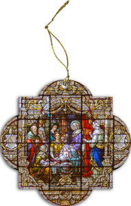 Nativity of Mary Stained Glass Wood Ornament Nativity of Mary Stained Glass Wood Ornament