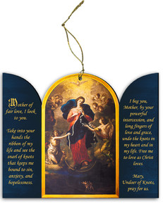 Mary Undoer of Knots Triptych Wood Ornament Mary Undoer of Knots Triptych Wood Ornament