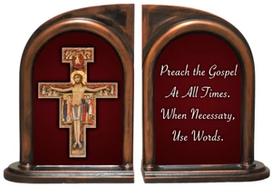 San Damiano Crucifix Quote Bookends