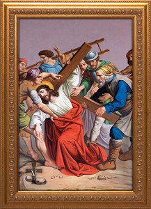 St. Peter's Stations of the Cross - Gold Framed Canvases (Set of 14) St. Peter's Stations of the Cross - Gold Framed Canvases (Set of 14)