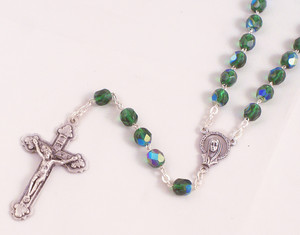 Green 6mm Emerald Glass Bead Rosary Green 6mm Emerald Glass Bead Rosary