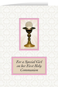 Girl's Chalice First Communion Greeting Card Girl's Chalice First Communion Greeting Card