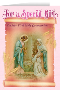 Jesus and Mary Girl's First Communion Greeting Card Jesus and Mary Girl's First Communion Greeting Card