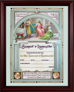 Traditional First Reconciliation Sacrament of Confession Certificate in Cherry Frame Traditional First Reconciliation Sacrament of Confession Certificate in Cherry Frame