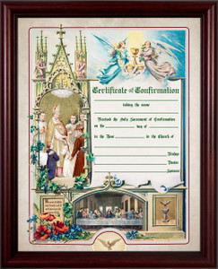 Traditional Confirmation Sacrament Certificate in Cherry Frame Traditional Confirmation Sacrament Certificate in Cherry Frame