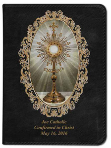 Personalized Catholic Bible with Monstrance Cover - Black RSVCE