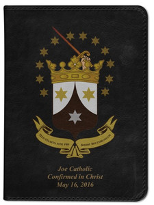 Personalized Catholic Bible with Ancient Carmelite Crest Cover - Black RSVCE