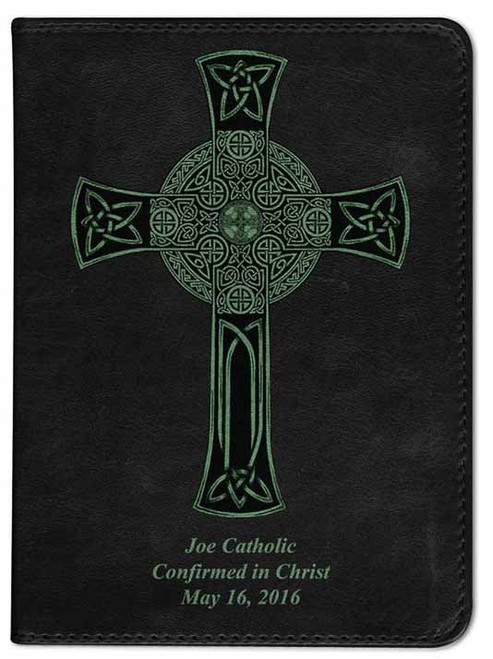 Personalized Catholic Bible with Celtic Cross Cover - Black Genuine ...