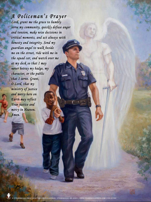 The Protector: Police Guardian Angel Poster with Policeman's Prayer