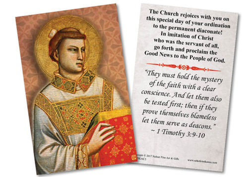 St. Stephen Diaconate Ordination Holy Card