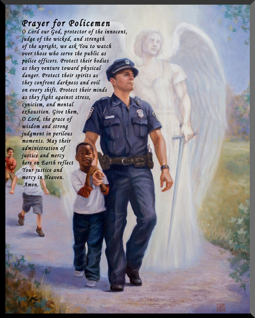 The Protector: Police Guardian Angel Wall Plaque with Prayer for Policemen
