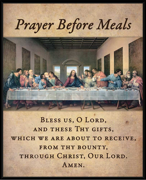 Prayer Before Meals with the Last Supper by Da Vinci Restored Wall Plaque