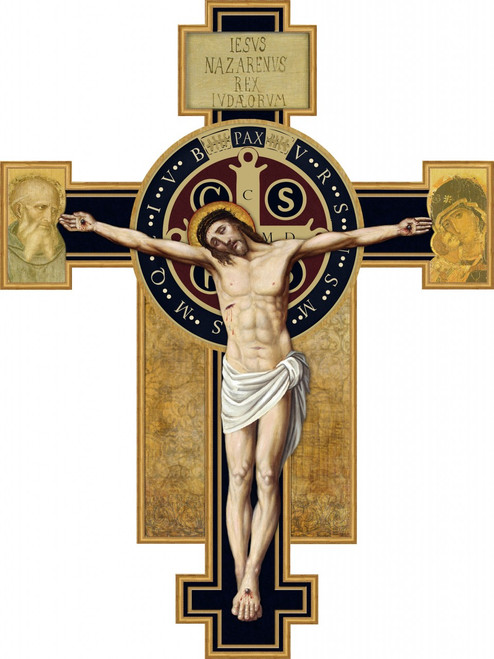 Benedictine Cross Large Wall Plaque Crucifix