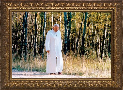 Pope John Paul II Walking Rosary Framed Art