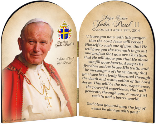 Commemorative Pope John Paul II Sainthood Quote Arched Diptych