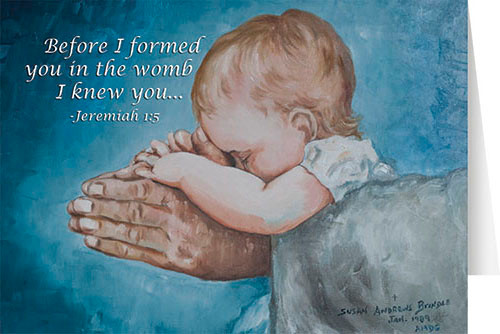 Safe in Arms with Scripture Verse Greeting Card