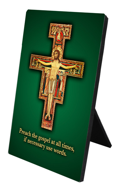 San Damiano with Prayer Vertical Desk Plaque