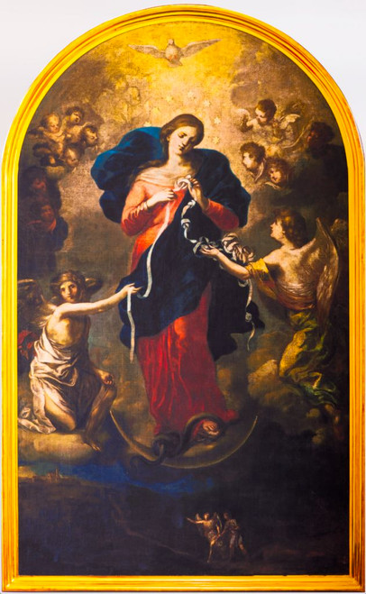 Mary Undoer of Knots Rolled Canvas Print