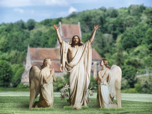 Resurrection with Angels Outdoor Lifesize Display