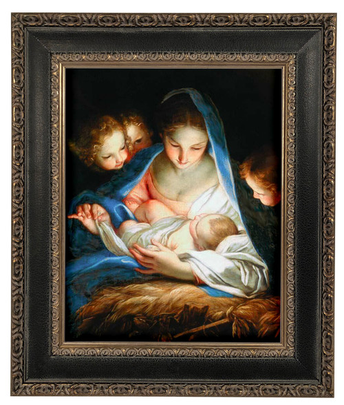 LIMITED EDITION Nativitá by Carlo Maratta - Black and Antique Metallic Framed Canvas