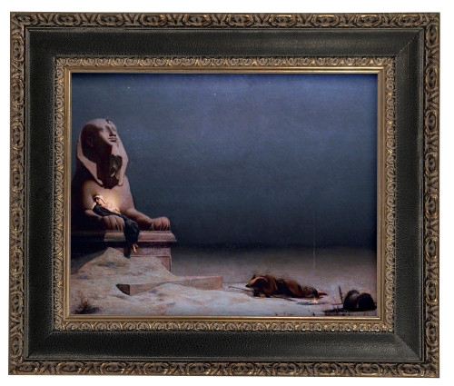 LIMITED EDITION Rest on the Flight into Egypt by Merson - Black and Antique Metallic Framed Canvas