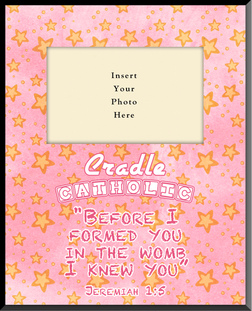 Cradle Catholic Pink Vertical Picture Frame (Insert Your Photo)