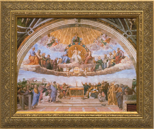 Disputation of the Holy Eucharist - Gold Framed Canvas
