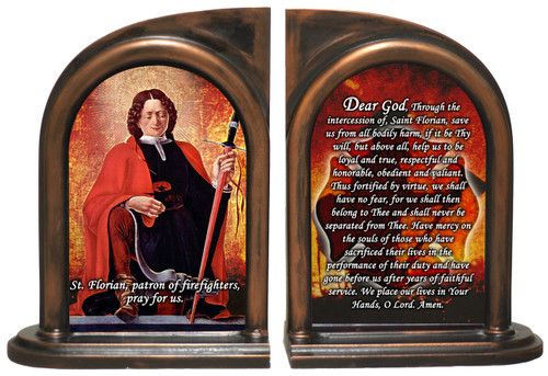 St. Florian Firefighter's Prayer Bookends