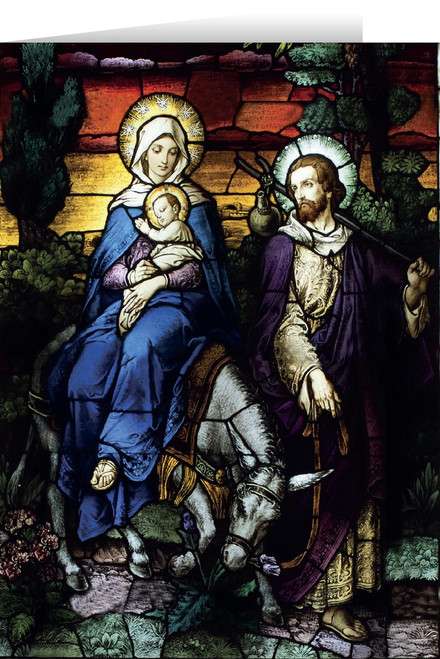 Flight into Egypt II Stained Glass Christmas Cards (25 Cards)