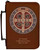 Personalized Bible Cover with Benedictine Medal Graphic - Tawny