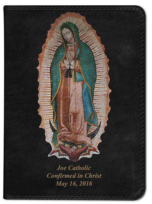 Personalized Catholic Bible with Our Lady of Guadalupe Cover - Black NABRE
