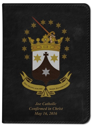 Personalized Catholic Bible with Discalced Carmelite Crest Cover - Black NABRE