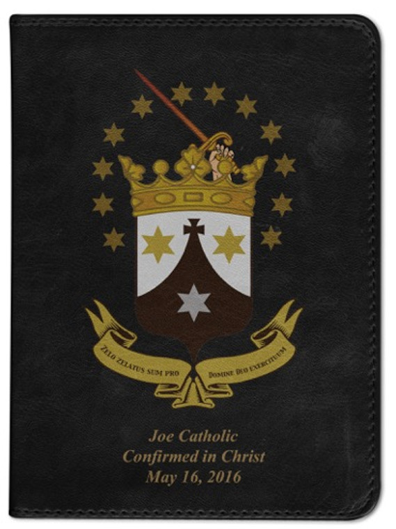 Personalized Catholic Bible with Discalced Carmelite Crest Cover - Black RSVCE