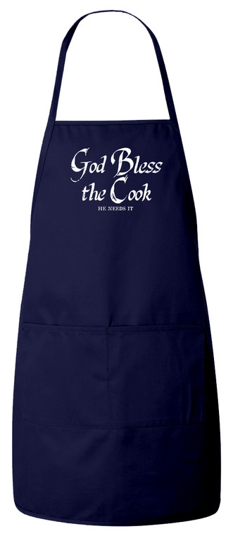 God Bless the Cook (He Needs It) Apron (Navy)