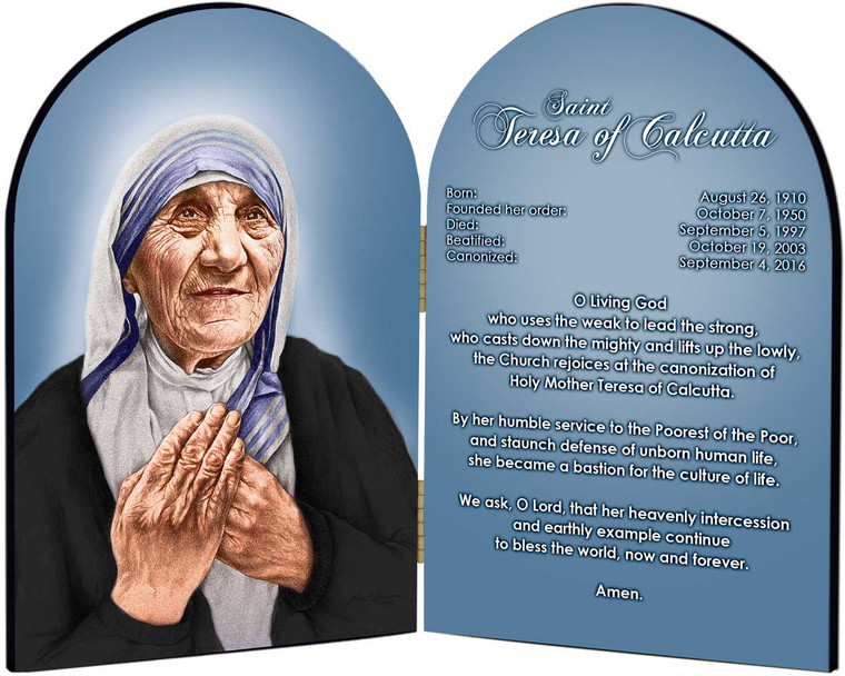 St. Teresa of Calcutta Arched Prayer Diptych