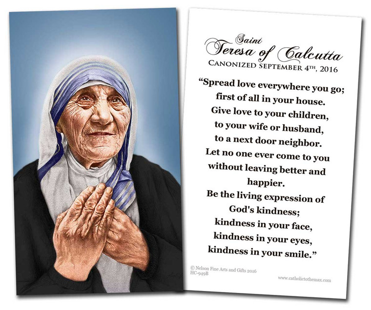 St. Teresa of Calcutta Canonization Quote Holy Card