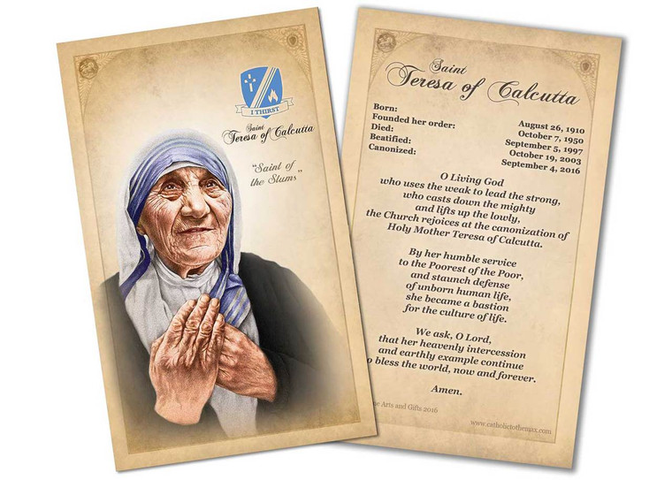 St. Teresa of Calcutta Commemorative Prayer Card St. Teresa of Calcutta Commemorative Prayer Card