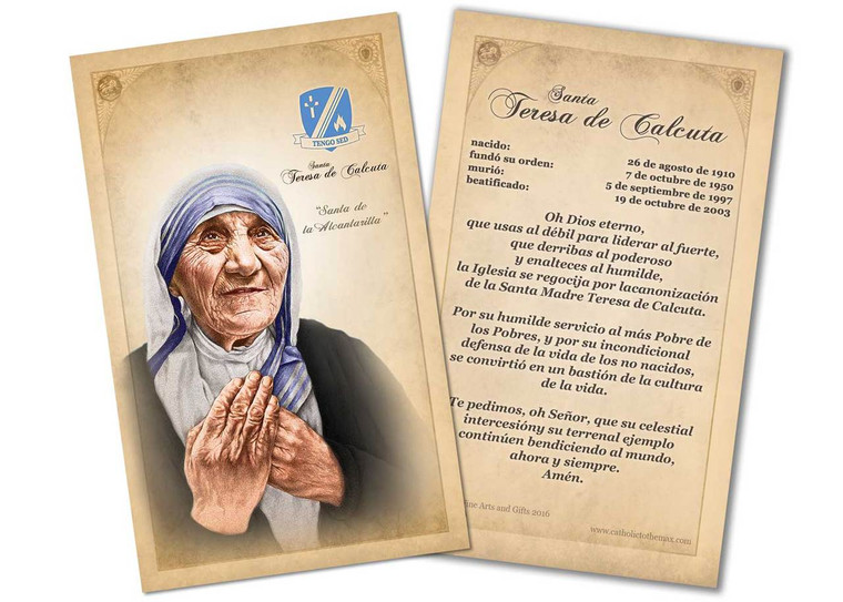 SPANISH St. Teresa of Calcutta Commemorative Prayer Card
