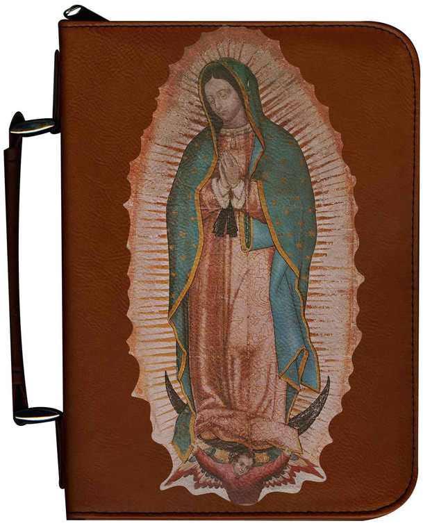 Personalized Bible Cover with Our Lady of Guadalupe Graphic - Tawny