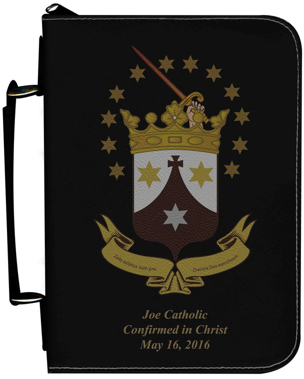Personalized Bible Cover with Discalced Carmelite Crest Graphic - Black