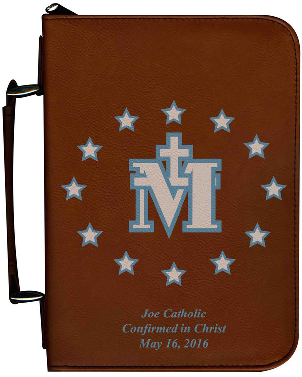 Personalized Bible Cover with Miraculous Medal Graphic - Tawny Personalized Bible Cover with Miraculous Medal Graphic - Tawny