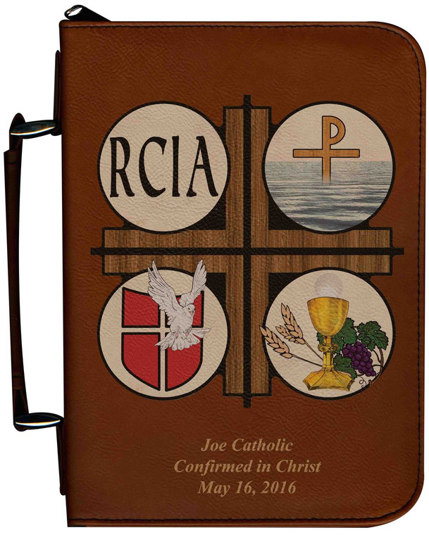 Personalized Bible Cover with RCIA Graphic - Tawny