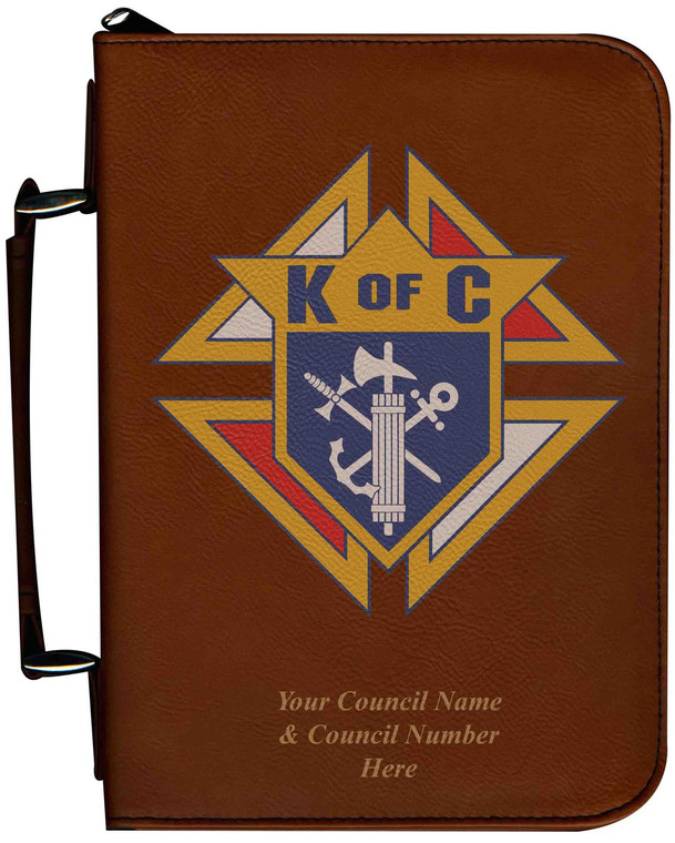 Personalized Bible Cover with Knights of Columbus Graphic - Tawny